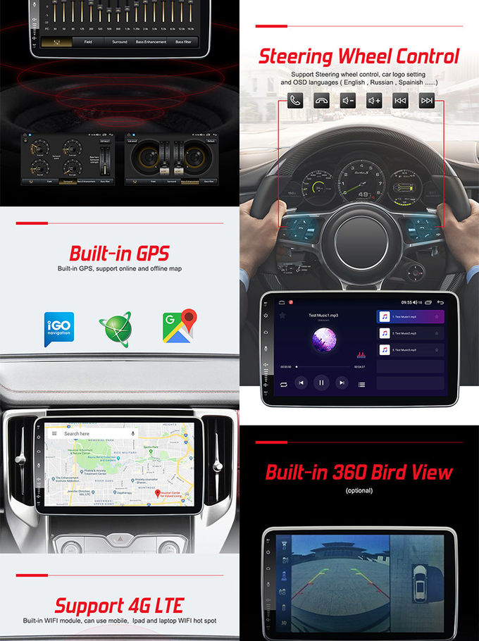 Universal Car Stereo 10.1inch Rotatable Universal Car Multimedia Player With QLED 1280*720 Screen ​