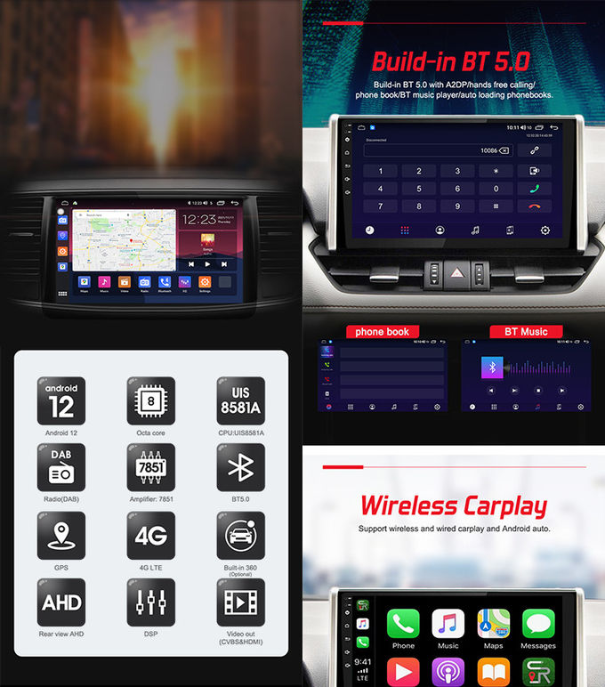 Universal Car Stereo 10inch Car Audio System Support Wireless Carplay Voice Command ​